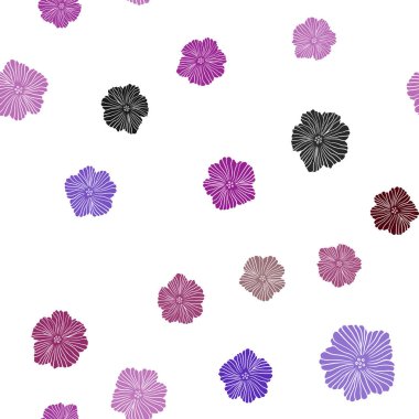 Koyu mavi, kırmızı çiçekler ile sorunsuz doodle desen vektör. Renkli resimde doodle tarzı çiçekli. Tekstil, kumaş, duvar kağıtları için tasarım.