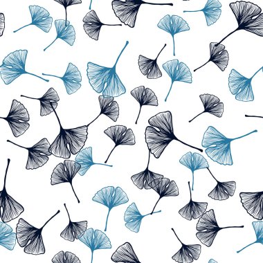 Koyu mavi vektör yaprak ile sorunsuz zarif arka plan. bulanık arka plan gradyan ile yapraklarda. Tekstil, kumaş, duvar kağıtları için tasarım.