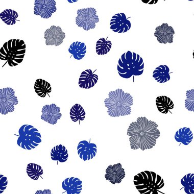 Koyu mavi vektör sorunsuz zarif duvar kağıdı çiçeklerle bırakır. Glitter soyut resimde yaprak ve çiçek ile. Kartvizit, Web siteleri için şablon.