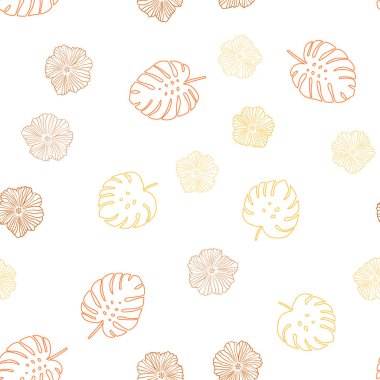 Işık turuncu vektör sorunsuz doğal arka plan ile çiçekler, yapraklar. Yaprak ve çiçek ile zarif bir parlak örnek. Desen için modaya uygun Kumaş, duvar kağıtları.