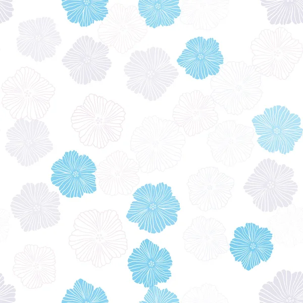 Hellrosa Blauer Vektor Nahtlose Abstrakte Muster Mit Blumen Kreative Illustration — Stockvektor