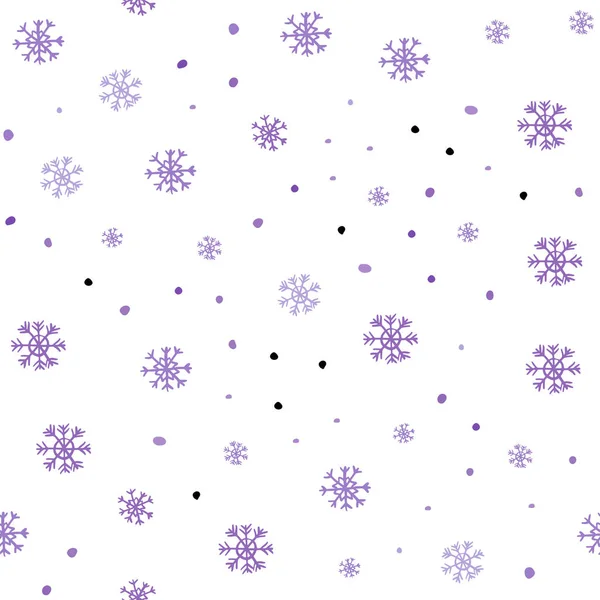 Licht Paarse Vector Naadloze Patroon Met Kerst Sneeuwvlokken Kleurrijke Afbeelding — Stockvector
