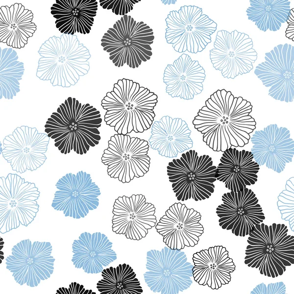 Ljusblå Vektorgrafik Sömlös Naturliga Med Blommor Färgglada Illustration Doodle Stil — Stock vektor
