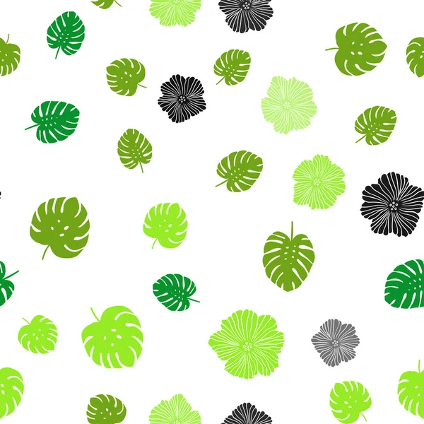 Verde Claro Vector Amarillo Sin Costuras Doodle Fondo Con Flores — Archivo Imágenes Vectoriales