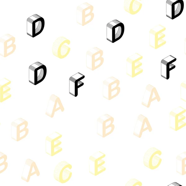 ライト グリーン アルファベットの 看板と黄色いベクトル シームレスな背景 カラフルな のラテン系のアルファベットの抽象的なイラスト トレンディなファブリック 壁紙のパターン — ストックベクタ