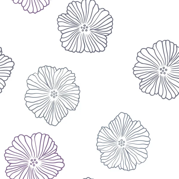 Dunkelrosa Blauer Vektor Nahtlose Abstrakte Muster Mit Blumen Doodle Illustration — Stockvektor