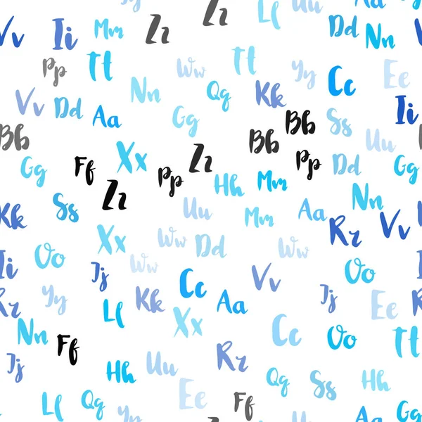 Ljus Blå Vektor Sömlösa Mönster Med Abc Symboler Färgade Alfabetet — Stock vektor