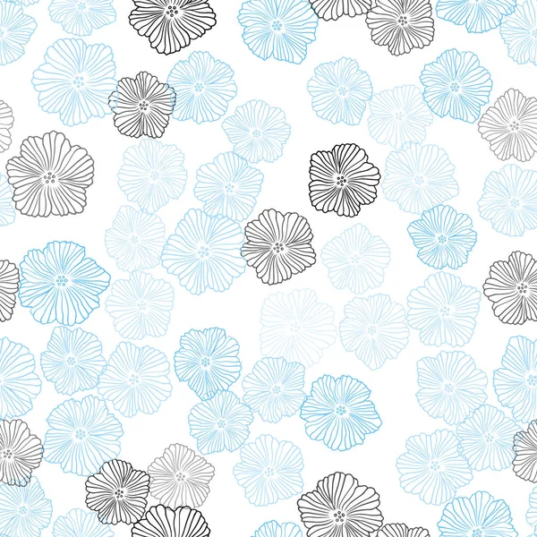 Hellblaues Vektornahtloses Doodle Layout Mit Blumen Illustration Mit Bunten Abstrakten — Stockvektor