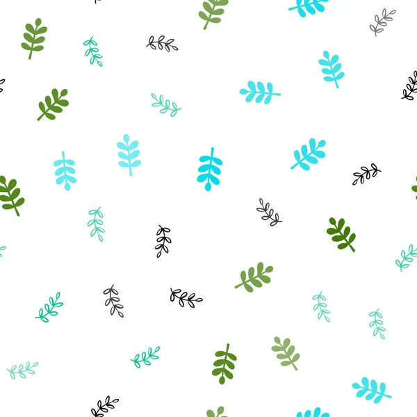 Lichtblauw Groen Vector Naadloze Natuurlijke Illustraties Met Bladeren Bladeren Onscherpe — Stockvector