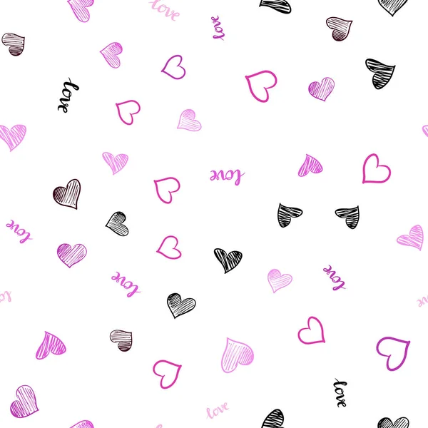 Dark Purple Pink Vector Seamless Pattern Phrase Love You Hearts — Stock Vector