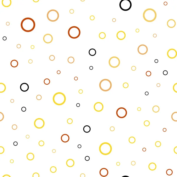 光橙色矢量无缝背景与点 用一组闪亮多彩的抽象圆圈来描绘 图案可用于广告 — 图库矢量图片