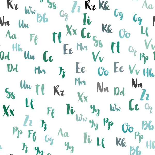 Fond Sans Couture Vecteur Vert Clair Avec Des Signes Alphabet — Image vectorielle