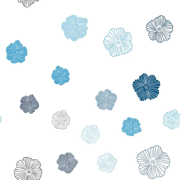 Dark Blue Vector Seamless Natural Background Flowers Colorful Illustration Doodle — Stock Vector