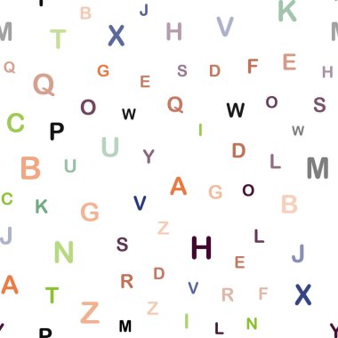 Abc karakterlerle karanlık çok renkli vektör sorunsuz doku. Bulanık tasarım alfabe belirtileri ile basit tarzı. Tekstil, kumaş, duvar kağıtları için tasarım.