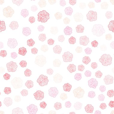 Işık kırmızı vektör sorunsuz doodle arka plan çiçekler ile. Dekoratif tasarım çiçek beyaz arka plan üzerinde. Kartvizit, Web siteleri için şablon.