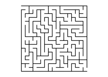 Beyaz vektör doku ile siyah bir labirent oyunu. Beyaz zemin üzerinde labirent ile modern illüstrasyon. Çocuk kitapları, dergiler için desen.