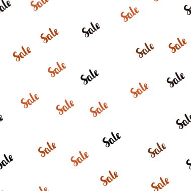 Koyu turuncu vektör satış kelimelerle sorunsuz arka plan. Soyut illüstrasyon renkli gradyan sembolleri satış ile. Reklamlar için zemin broşürler siyah Cuma.