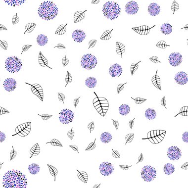 Açık mavi, yaprakları, kırmızı vektör sorunsuz doğal resimle çiçekler. Yaprakları doodle tarzı ile renkli soyut resimde. Desen için modaya uygun Kumaş, duvar kağıtları.