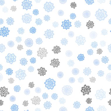 Hafif mavi vektör parlak kar taneleri ile sorunsuz düzeni. Parlayan illüstrasyon kar Noel tarzı ile renkli. Kartvizit, Web siteleri için şablon.