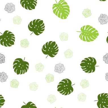 Açık yeşil vektör çiçekli, yaprakları sorunsuz doğal çizimleri. Yaprak ve çiçek ile modern soyut resim. Tasarım için duvar kağıdı, kumaş üreticileri.