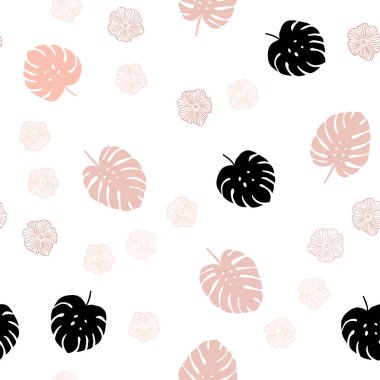 Çiçekler, yapraklar ışık turuncu vektör sorunsuz doodle şablonu. Yaprakları doodle tarzı ile renkli soyut resimde. Tekstil, kumaş, duvar kağıtları için tasarım.