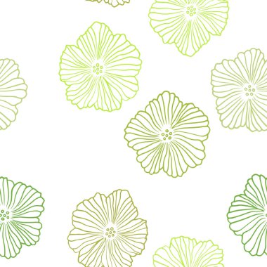 Açık yeşil, sarı vektör çiçekli sorunsuz zarif şablonu. Soyut illüstrasyon karalamalar tarzı çiçekli. Kartvizit, Web siteleri için şablon.