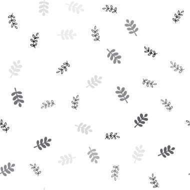 Işık gri vektör sorunsuz zarif arka plan yaprakları ile. Parlayan illüstrasyon karalama stilinde yaprakları ile renkli. Desen için modaya uygun Kumaş, duvar kağıtları.