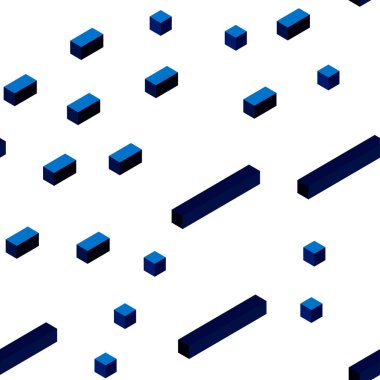 Koyu mavi dikdörtgenler ile kesintisiz, izometrik arka plan vektör. Dikdörtgenler ile soyut degrade illüstrasyon. Tekstil, kumaş, duvar kağıtları için tasarım.