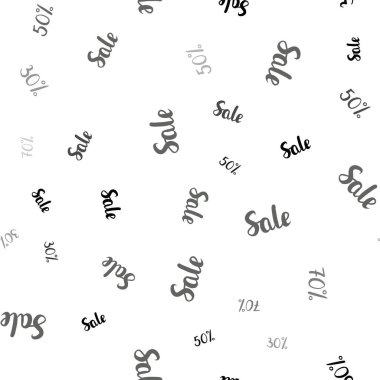 Koyu gri vektör 30, sembolleri ile sorunsuz kapak 50, % 70 satış. Renkli illüstrasyon izole satış fiyatları ile parlayan. Reklamlar alışveriş sezon satış için şablon.