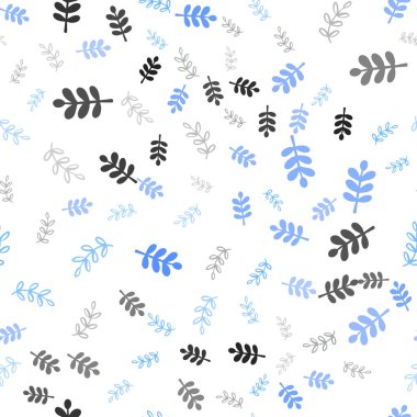 Hafif mavi vektör yapraklar, dallar ile sorunsuz doğal arka. Yaprakları ve beyaz arka plan üzerinde gradyan ile şubeleri. Tekstil, kumaş, duvar kağıtları için tasarım.