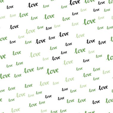 Açık yeşil, sarı vektör sorunsuz doku kelimelerle Love You. Dekoratif tasarım doodle tarzı metin Love You ile. Tekstil, kumaş, duvar kağıtları için tasarım.