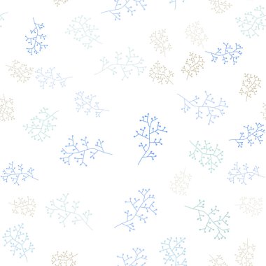 Açık mavi, vektör dalları ile sorunsuz zemin sarı. Yaprakları ve dalları ile modern soyut resim. Doku pencere panjur, perdeler için.