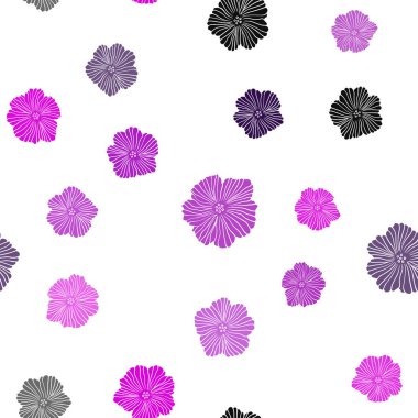 Koyu pembe, mavi çiçekler ile sorunsuz zarif duvar kağıdı vektör. Yaratıcı çizim çiçek ile bulanık tarzında. Desen tasarım kumaş, duvar kağıtları.