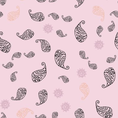 Pembe ışık, vektör sorunsuz doodle düzeniyle yaprak ve çiçek sarı. Beyaz arka plan üzerinde kabataslak karalamalar. İşiniz için en iyi bulanık tasarım.