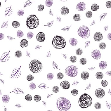 Koyu pembe vektör yaprak ve çiçek ile sorunsuz doodle doku. Renkli resimde doodle tarzı yaprakları, çiçekleri ile. Tekstil, kumaş, duvar kağıtları için tasarım.