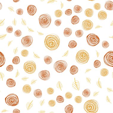 Işık turuncu vektör sorunsuz doodle desenle yaprak ve çiçek. Yaprak ve çiçek beyaz arka plan üzerinde gradyan ile. Kartvizit, Web siteleri için şablon.