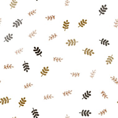 Koyu kırmızı, sarı vektör sorunsuz doodle arka plan yaprakları ile. Doodle tarzı yaprakları ile yeni renkli resimde. Kartvizit, Web siteleri için şablon.