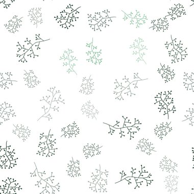 Koyu yeşil vektör sorunsuz doodle desen dalları ile. Yaprakları doodle tarzı ile renkli soyut resimde. Doku pencere panjur, perdeler için.
