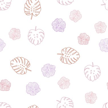 Hafif pembe, sarı vektör sorunsuz arka plan çiçekler, yapraklar ile. Parlayan resimde yaprak ve çiçek ile renkli. Tasarım için duvar kağıdı, kumaş üreticileri.