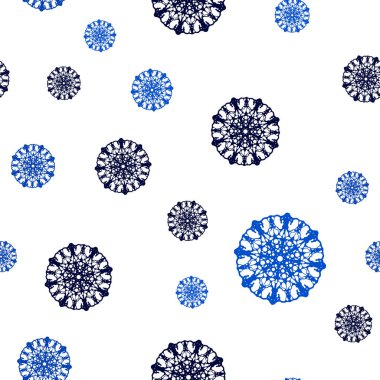 Koyu mavi parlak kar taneleri ile sorunsuz düzen vektör. Dekoratif illüstrasyon kar soyut şablonundaki ile parlayan. Kartvizit, Web siteleri için şablon.