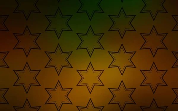 Dunkelgrünen Gelben Vektorhintergrund Mit Farbigen Sternen Leuchtende Farbige Illustration Mit — Stockvektor