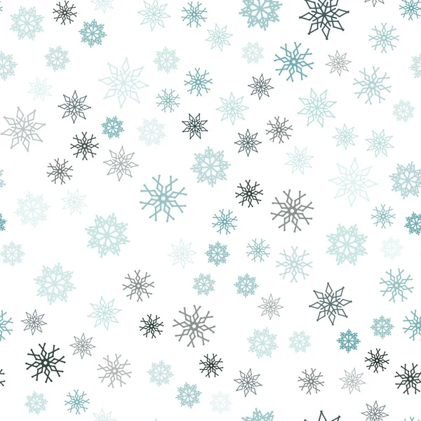 Azul Claro Textura Sin Costuras Vector Verde Con Copos Nieve — Vector de stock