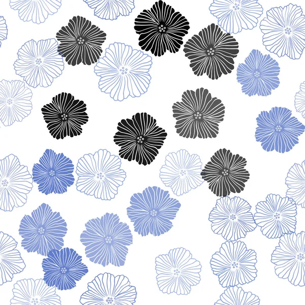 Hellblauer Vektor Nahtlos Elegantes Muster Mit Blumen Doodle Illustration Von — Stockvektor