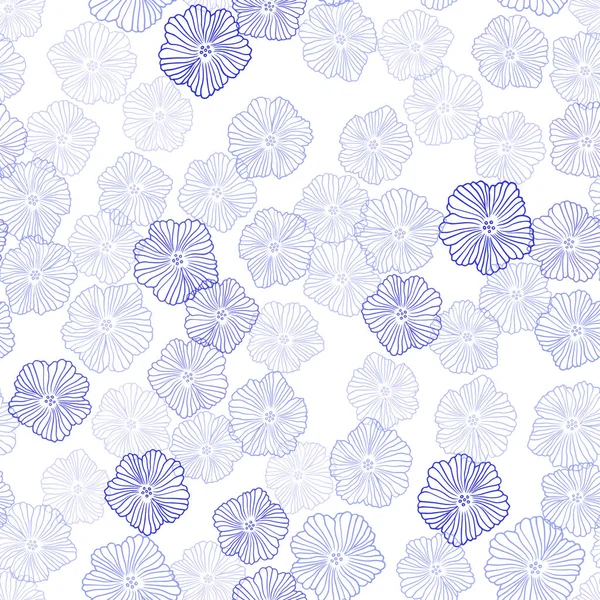 Hellrosa Blauer Vektor Nahtlos Eleganter Hintergrund Mit Blumen Doodle Illustration — Stockvektor