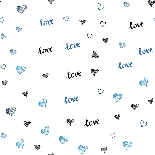 Modèle Sans Couture Vectoriel Bleu Foncé Avec Texte Love You — Image vectorielle