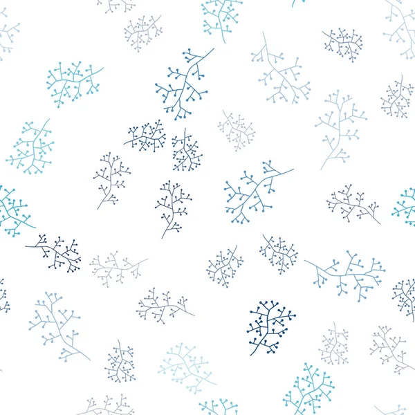 Φως Μπλε Διάνυσμα Απρόσκοπτη Doodle Μοτίβο Κλαδιά Φύλλα Και Κλαδιά — Διανυσματικό Αρχείο