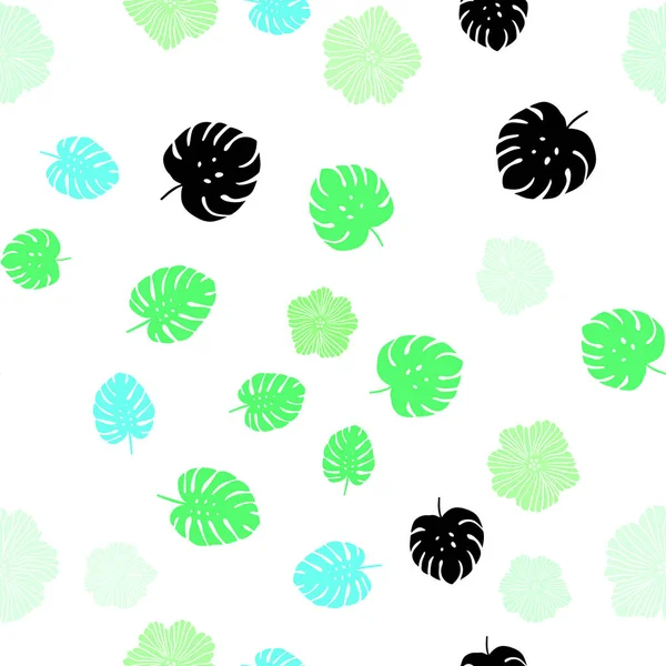 Licht Groen Vector Naadloze Doodle Lay Out Met Bloemen Bladeren — Stockvector