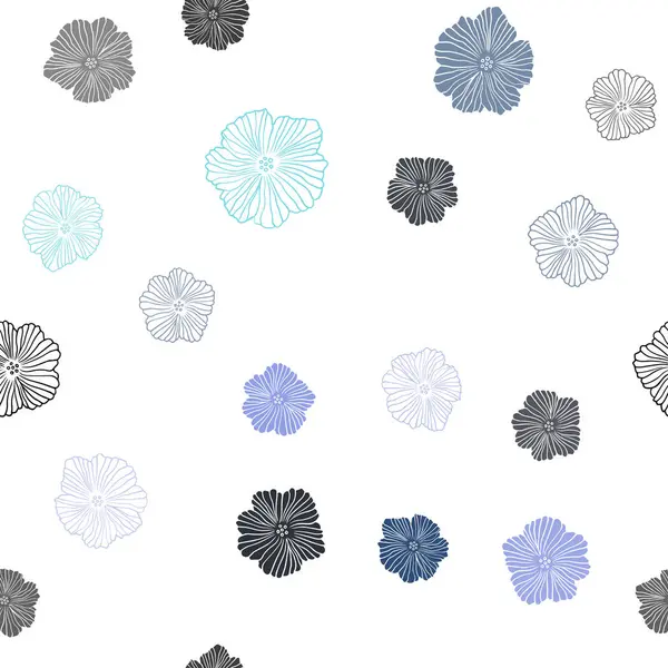 Dunkelrosa Blaues Vektornahtloses Doodle Muster Mit Blumen Eine Elegante Helle — Stockvektor