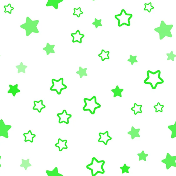 Vetor Verde Claro Textura Sem Costura Com Belas Estrelas Ilustração — Vetor de Stock