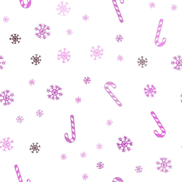 Dark Purple Pink Vektor Nahtlose Vorlage Mit Süßen Weihnachtsstäbchen — Stockvektor